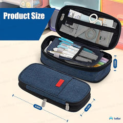 Multiple Compartment Double Zipper Portable Pouch for Kids (Blue)