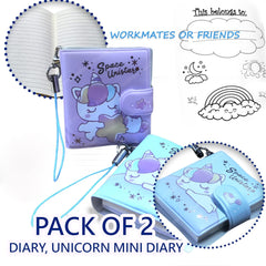 2 in 1 Mini Diary for Girls – Keychain Diary for Girls, Pack of 2 Diary, Unicorn Mini Diary, Multipurpose Mini Diary for Journaling, Return Gifts for Girls, Pocket Diary Small Size
