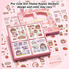 Pvc Cute Girl Theme Kawaii Stickers – 100 Sheets Cute Washi Stickers For Project, Japanese Style Girls Sticker Set, Stationery Item – (Assorted Design)