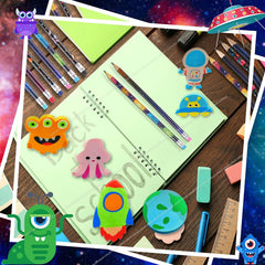 Eraser for Kids – Aliens & Space Theme Erasers Set for Kids, Eraser for Kids Eraser Set for Return Gift, Stationary Set for Kids, Rubber Eraser for Kids, Stationary Set for Kids (6 Pcs)