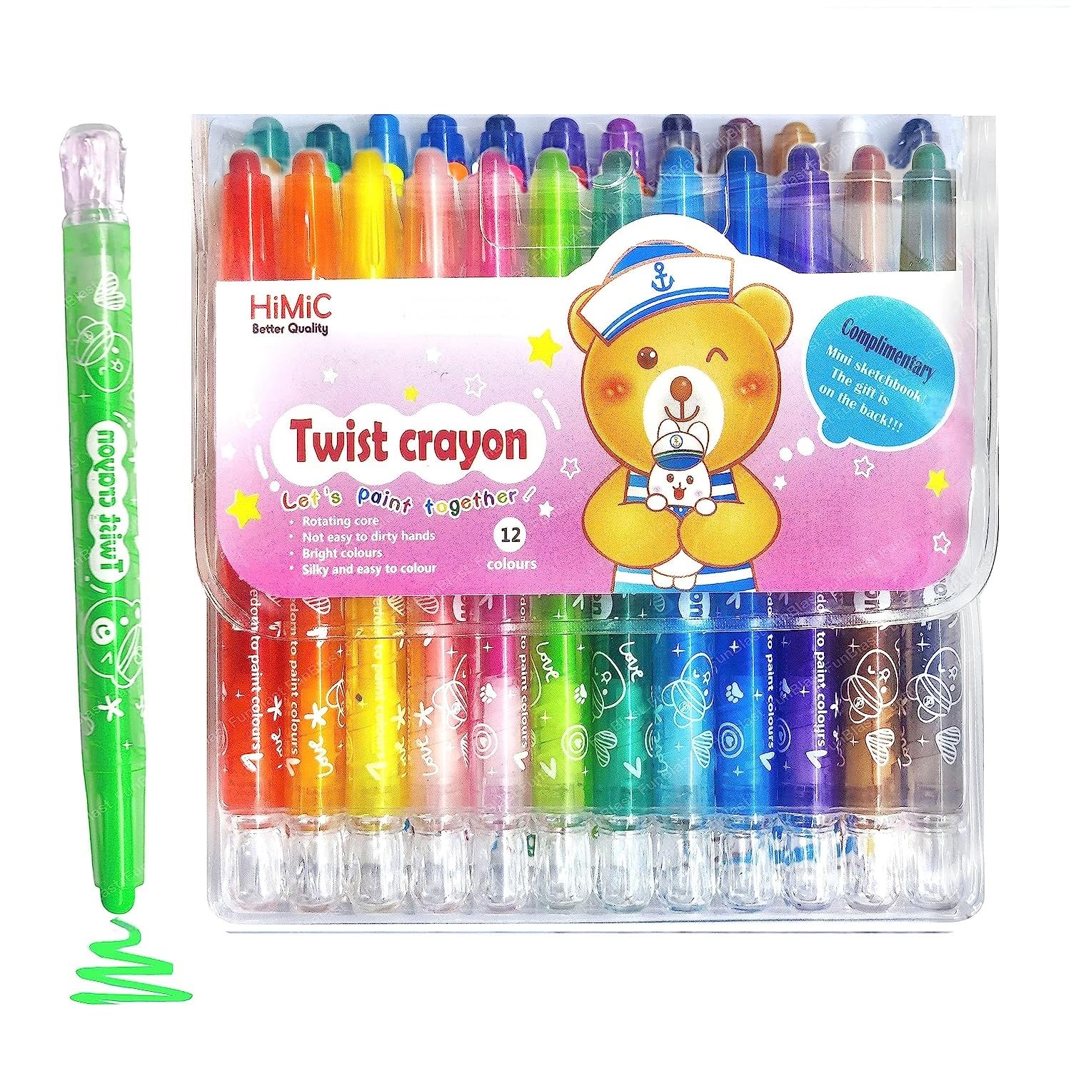 Twist Crayons For Kids - 24 Pcs Crayon Set For Kids, Coloring Kit For