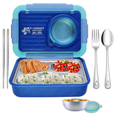 Lunch Box for Kids – Stainless Steel Lunch Box, 6 Compartment Lunch Box with Bowl, Spoon, Fork & Chopstick, Tiffin Box, Lunch Boxes for Office Men, Insulated Bento Lunch Box for Kids (Blue)