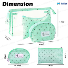 3 Pcs Cosmetic Pouch Makeup Pouch with Zipper Lock (Light Blue)