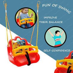 Baby Swing Chair - Adjustable Plastic Swing/Kid’s Jhula, Indoor and Outdoor Hanging Swing for 3+ Years Old Boys and Girls, Kid's Swing Seat with Hand Grip