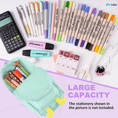 Hangable Canvas Pencil Pouch for Kids (Seagreen-Dino)