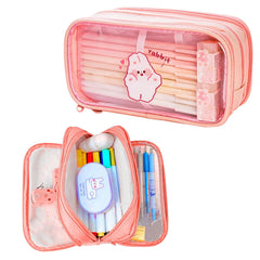 Portable Pencil Pouch with Zipper Closure for Kids (Peach)