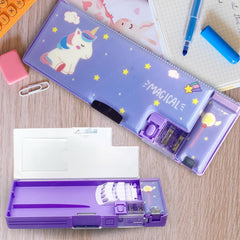 Multifunctional Pencil Box for Kids, Unicorn Pencil Box, Kids Pencil Box for Girls, Magnetic Pencil Box for Girls, Girls Pencil Pouch, Pop up Pencil Box