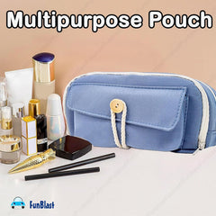 Large Capacity Stationary Organizer Pencil Pouch for Kids (Blue)