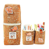 Korean Boba Pop Up Stationery Organizer Pouch for Kids (Brown)