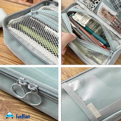 Multipurpose Zipper Pencil Pouch for Kids & Adults (Beige)