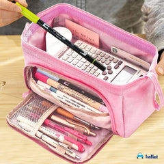 Multipurpose Zipper Pencil Pouch for Kids (Pink)