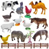 My Farm Animal Figure Toy - 12 Pcs Realistic Animals Toy for Kids with Fence Trees and Eggs