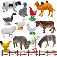 My Farm Animal Figure Toy - 12 Pcs Realistic Animals Toy for Kids with Fence Trees and Eggs