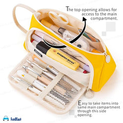 Multipurpose Stationery Organizer Bag with Handle for Kids & Adults (Yellow)