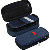 Multiple Compartment Double Zipper Portable Pouch for Kids (Blue)