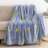 Glow in The Dark Blanket for Kids – Cartoon Print Blankets for Kids, Light Weight Soft Cozy All Weather Blankets