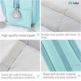 Multi-Compartment Canvas Stationery Organizer Pouch for Kids (Sky Blue)