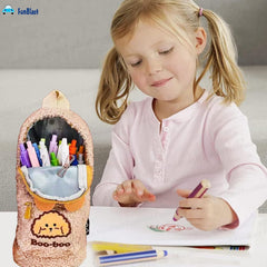Soft Plush Zipper Pouch for Girls (LightBrown)
