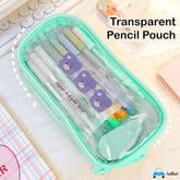 Portable Pencil Pouch with Zipper Closure for Kids (Green)