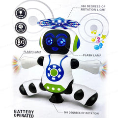 Dancing Robot with Music, Robot for Kids with 3D Flashing Lights, 360 Degree Rotation Toy Robot for Kids