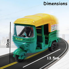 Auto Rickshaw Toys, Bump & Go Auto Rickshaw Toy for Kids, Friction Power Autorickshaw Tricycle Toys for 3+ Years Old Kids - Green Color
