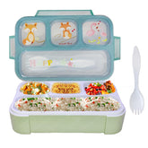 Lunch Box for Kids – Airtight Leak-Proof Tiffin Box, Lunch Box with Fork, Plastic Microwave Safe Tiffin Box with 4 Small Compartment, Bento Box (Blue)
