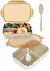 Lunch Box for Kids - Tiffin Box for Kids, Plastic Lunch Box for Office Men & Women, School Lunch Box with Spoon, Wheat Straw Fiber Lunch Box