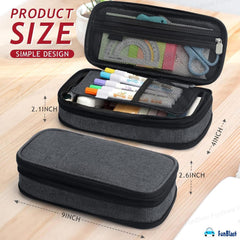 Multiple Compartment Double Zipper Portable Pouch for Kids (Grey)