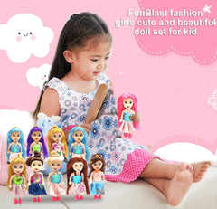 Doll Toys for Kids, (Pack of 10 Pcs)- Small Doll for Girls- 10 CM Cute Realistic Dolls for Girls, Dolls for 3+ Years Girls (Dress Color May Vary)