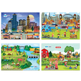 Jigsaw Puzzles for Kids, Village, City, Farming and Commercial City Lifestyle Jigsaw Puzzle for Kids of Age 3-5 Years, Set of 4-96 Pcs Puzzle (Multicolor, Size 30X22 CM)