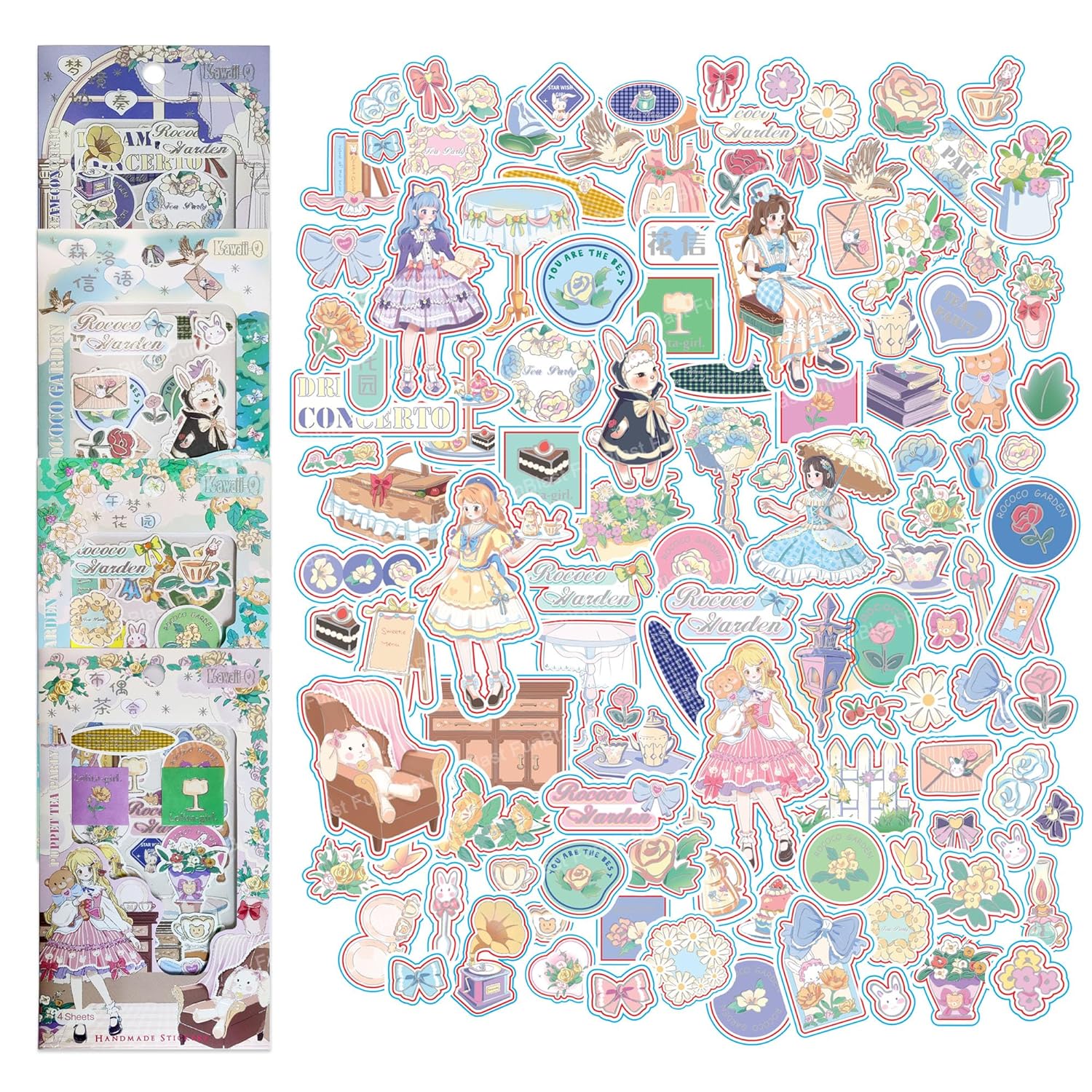 Kawaii Stickers Set – 16 Sheet (100+ Pcs) DIY 3D Stickers for Girls, A