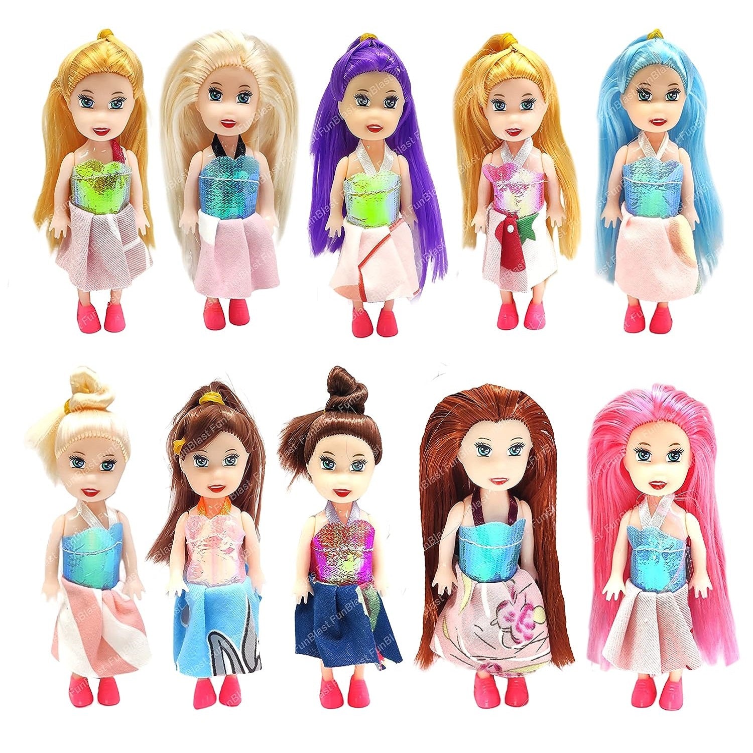 Doll Toys for Kids, (Pack of 10 Pcs)- Small Doll for Girls- 10 CM