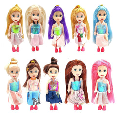 Doll Toys for Kids, (Pack of 10 Pcs)- Small Doll for Girls- 10 CM Cute Realistic Dolls for Girls, Dolls for 3+ Years Girls (Dress Color May Vary)