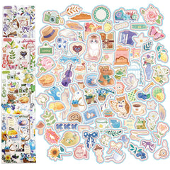 Kawaii Stickers Set – 16 Sheet (100+ Pcs) DIY 3D Stickers for Girls, Aesthetic Sticker, Stickers for Journaling, Scrapbooking, Cute Stickers Set (Cute Animals 4x4=16 Sheets)