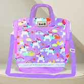 Unicorn Tote Bags - Colorful Multi-Purpose Hand Bag with Zip Lock, Fashion Travel Bag with Handle - 34 X 29 X 11 CM