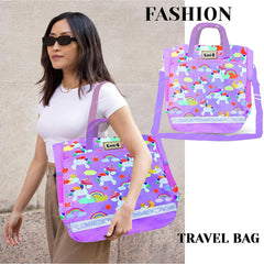 Unicorn Tote Bags - Colorful Multi-Purpose Hand Bag with Zip Lock, Fashion Travel Bag with Handle - 34 X 29 X 11 CM