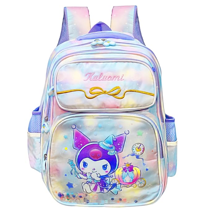 Cute Kawaii Cartoon School Backpack for Girls - Lightweight Multiple Compartments with Comfortable Shoulder Straps (41 X 32 X 20 Cm)