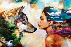 5D Diamond Painting Kit for Kids and Adults - 12x16inch Suitable for Home Leisure and Wall Decoration, Gift for Kids and Adults (Dog &amp; Girl)