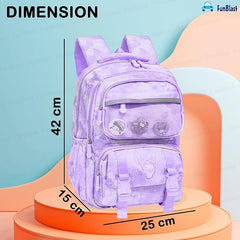 Kawaii School Backpack for Girls - Large Capacity Multifunctional Lightweight Bag for Travel, Picnic (42 X 25 X 15 CM)