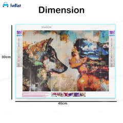 5D Diamond Painting Kit for Kids and Adults - 12x16inch Suitable for Home Leisure and Wall Decoration, Gift for Kids and Adults (Dog &amp; Girl)
