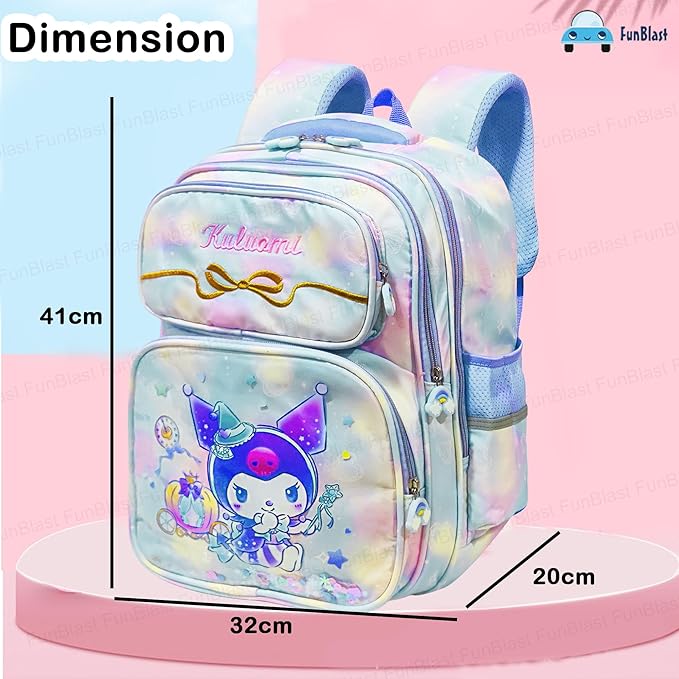 Cute Kawaii Cartoon School Backpack for Girls - Lightweight Multiple Compartments with Comfortable Shoulder Straps (41 X 32 X 20 Cm)
