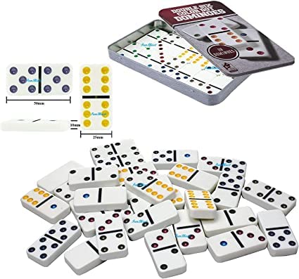 Dominoes Set - 28 Pieces Double Six Ivory Dominoes 28 Piece Set Toy in Zipper Bag Case 6 Dot Dominoes Match & Educational Game Up to 2-4 Players for kids 3 years and up