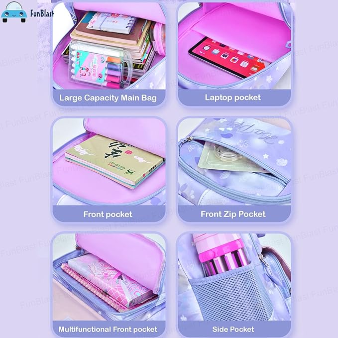 Kawaii School Backpack for Girls - Multifunctional Large Capacity Elementary School bag for Girls (45 X 30 X 20 CM)