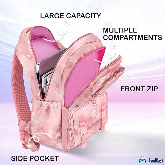 Kawaii School Backpack for Girls - Large Capacity Multifunctional Lightweight Bag for Travel, Picnic (42 X 25 X 15 CM)