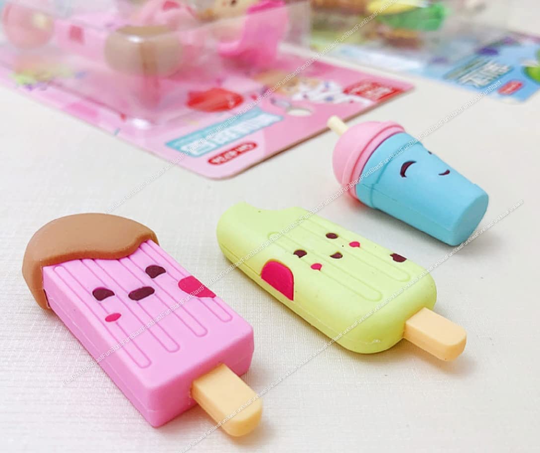 Eraser for Kids – Ice-Cream Theme Erasers Set for Kids, Eraser for Kids Eraser Set for Return Gift, Stationary Set for Kids, Rubber Eraser for Kids