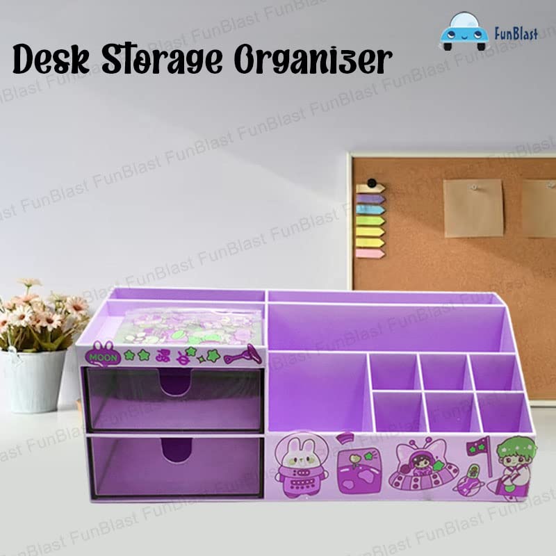 Desk Storage Organizer - Table Pen Holder, Stylish, Stationery Organizer Box with DIY Stickers, Pen Holder for Office, Desktop organizer (acrylonitrile butadiene styrene, PP)