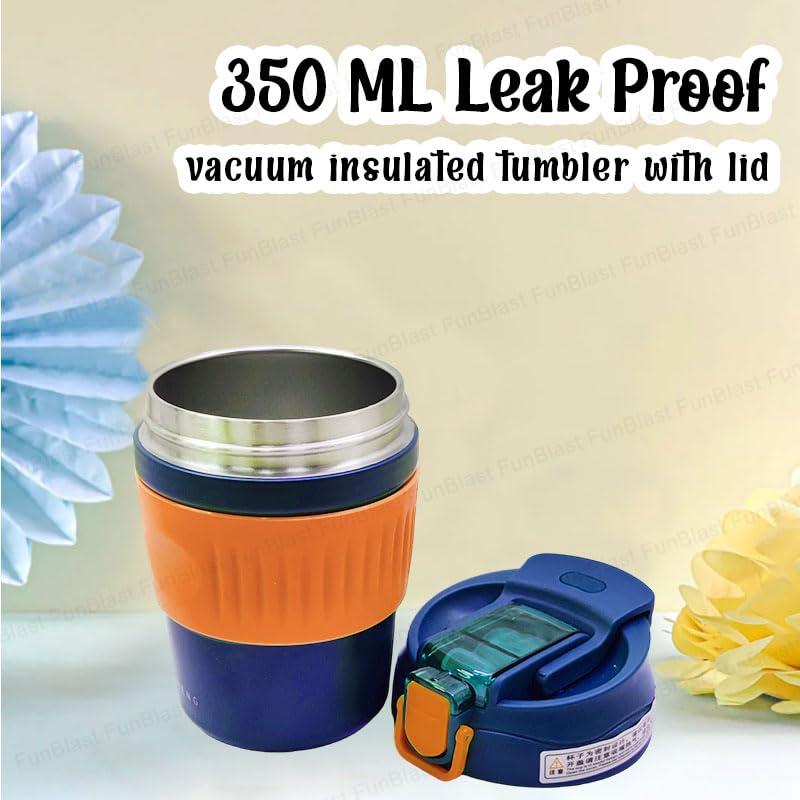 Vacuum Insulated Stainless Steel Travel Coffee Mug, 350 ML Leak Proof/Spill Proof Tumbler with Lid, Coffee Mug, Tumbler for Hot & Cold Drinks Travel Mug, Double-Walled Cup for Office, Home, Car