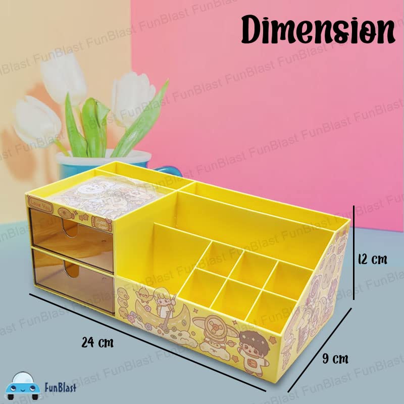 Desk Storage Organizer - Table Pen Holder, Stylish, Stationery Organizer Box with DIY Stickers, Pen Holder for Office, Desktop organizer (acrylonitrile butadiene styrene, PP)