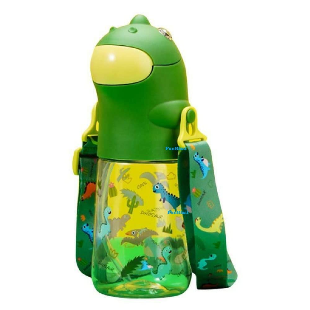 Dinosaur Water Bottle for Kids – Cartoon Design Anti-Leak Tritan Water Bottle for Kids, Water Bottle with Sipper, School Water Bottle for Kids – 560 ML