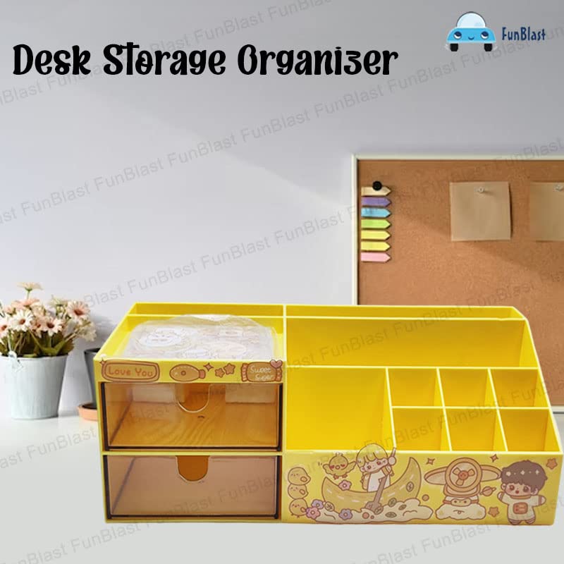 Desk Storage Organizer - Table Pen Holder, Stylish, Stationery Organizer Box with DIY Stickers, Pen Holder for Office, Desktop organizer (acrylonitrile butadiene styrene, PP)